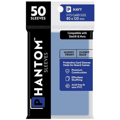 Phantom Sleeves: Navy Size (80mm x 120mm) - Glossy/Glossy