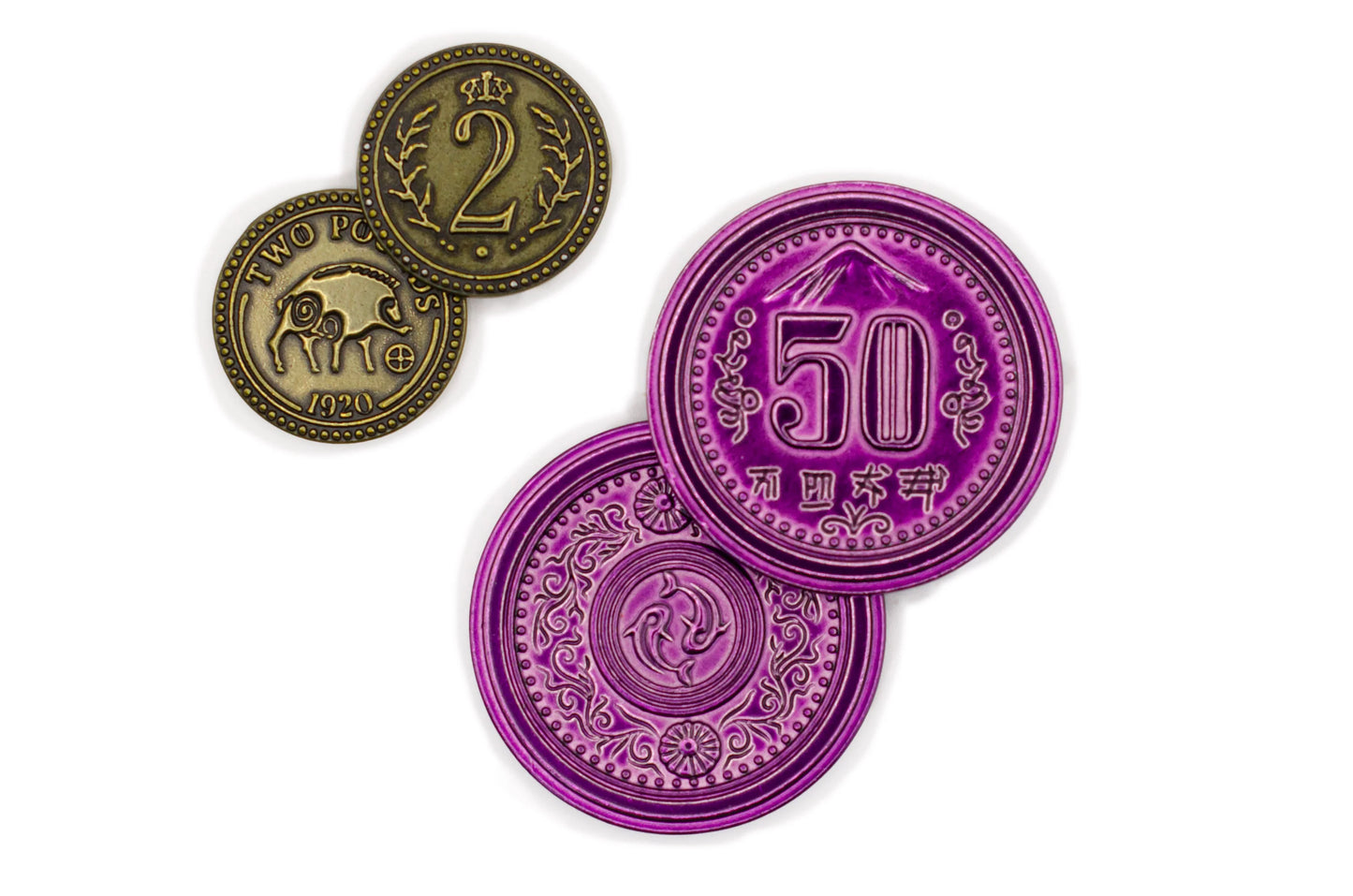 $2 and $50 Metal Coins (Scythe & Expeditions)