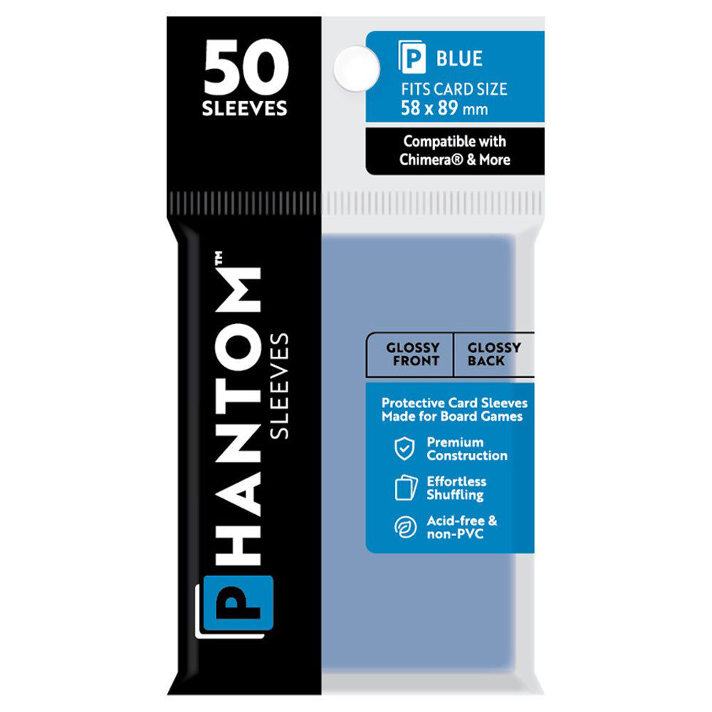 Phantom Sleeves: Blue Size (58mm x 89mm) - Glossy/Glossy