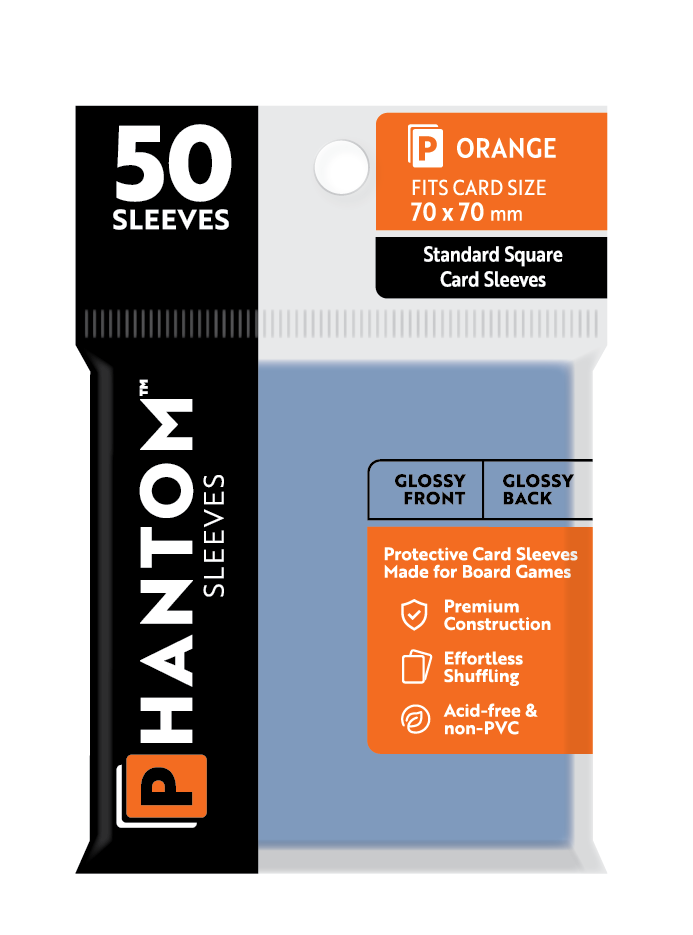 Phantom Sleeves: Orange Size (70mm x 70mm) - Glossy/Glossy