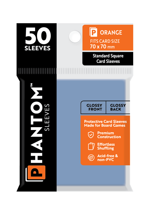 Phantom Sleeves: Orange Size (70mm x 70mm) - Glossy/Glossy