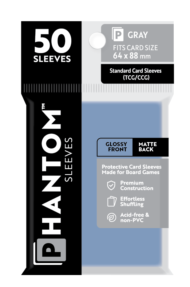 Phantom Sleeves: Gray Size (64mm x 88mm) - Glossy/Matte