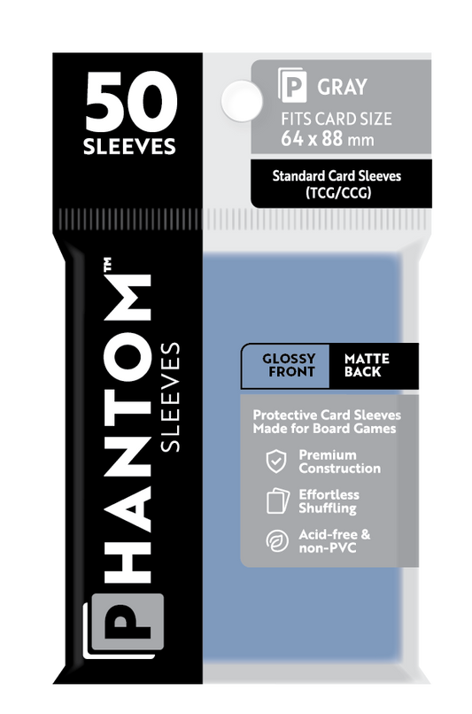Phantom Sleeves: Gray Size (64mm x 88mm) - Glossy/Matte
