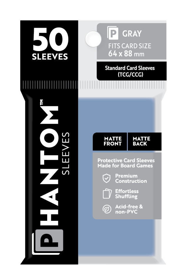 Phantom Sleeves: Gray Size (64mm x 88mm) - Matte/Matte