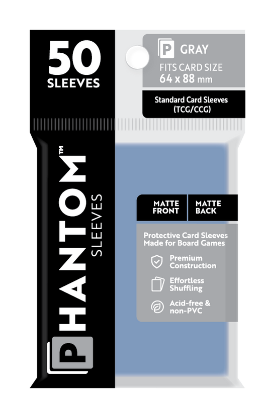 Phantom Sleeves: Gray Size (64mm x 88mm) - Matte/Matte