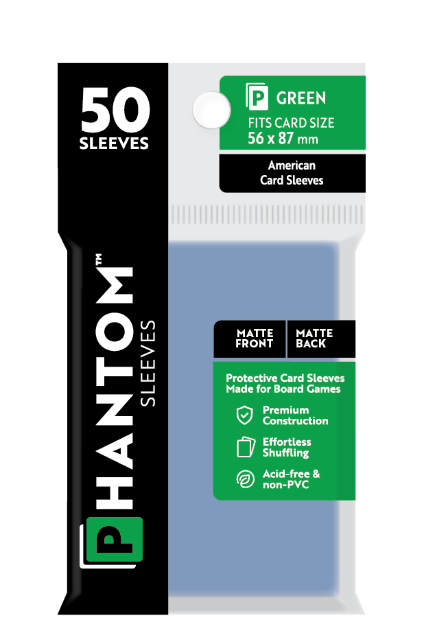 Phantom Sleeves: Green Size (56mm x 87mm) - Matte/Matte