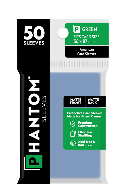 Phantom Sleeves: Green Size (56mm x 87mm) - Matte/Matte