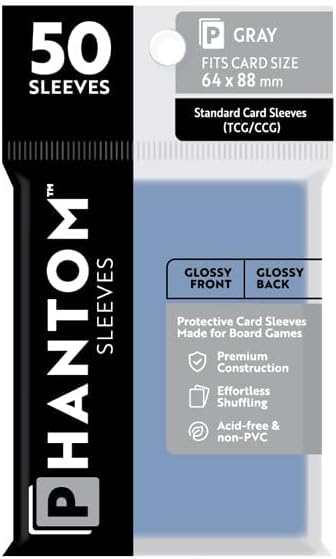 Phantom Sleeves: Gray Size (64mm x 88mm) - Glossy/Glossy
