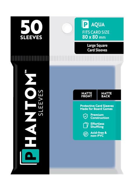 Phantom Sleeves: Aqua Size (80mm x 80mm) - Matte/Matte