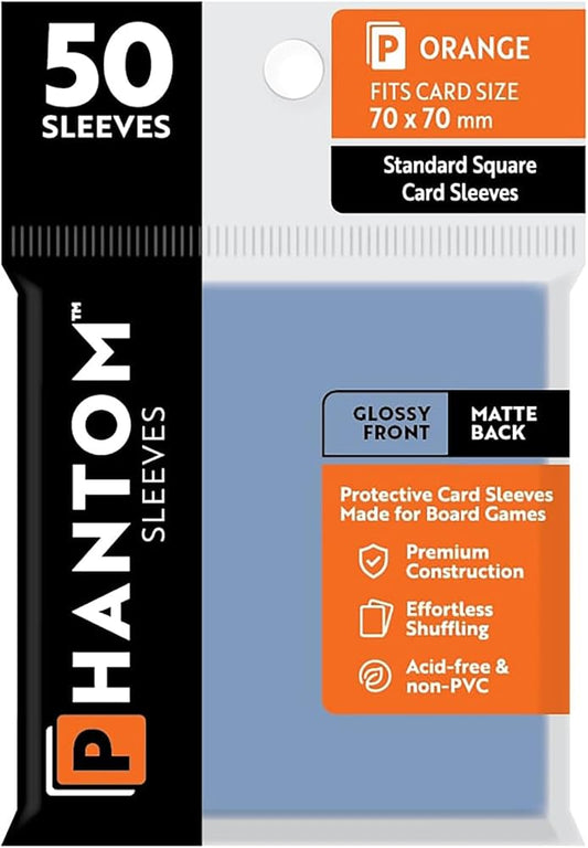 Phantom Sleeves: Orange Size (70mm x 70mm) - Glossy/Matte