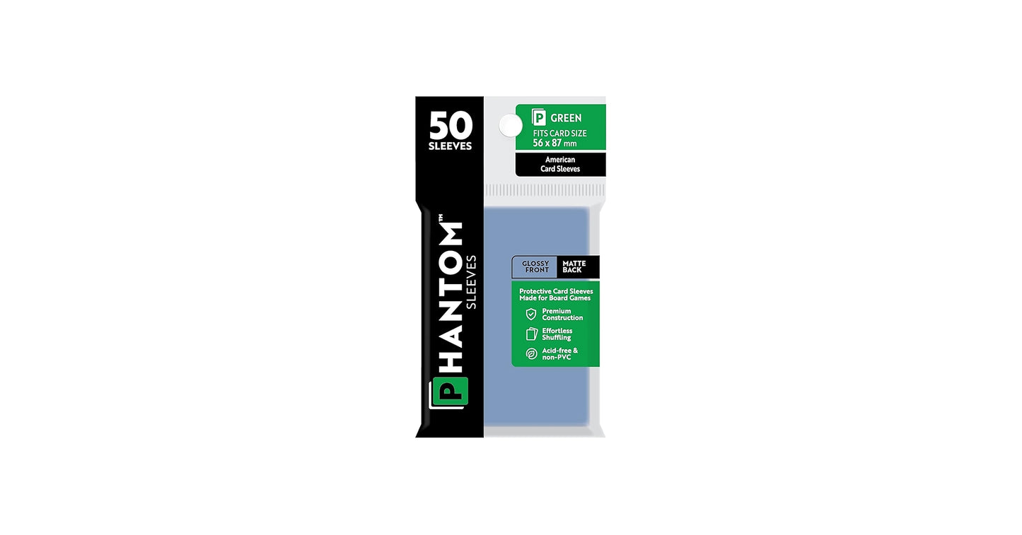 Phantom Sleeves: Green Size (56mm x 87mm) - Glossy/Matte