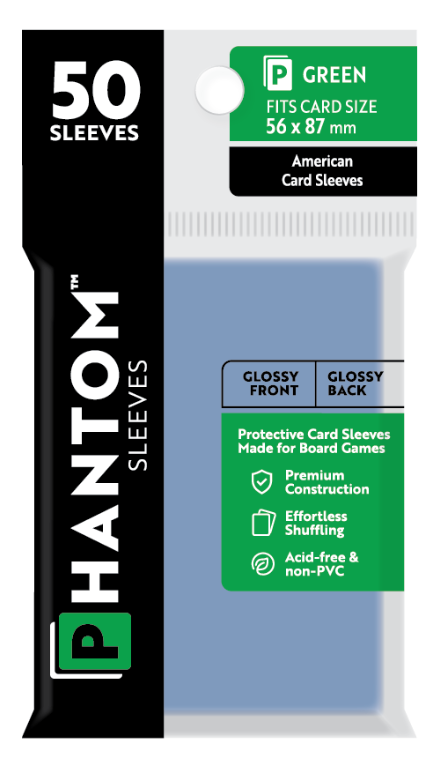 Phantom Sleeves: Green Size (56mm x 87mm) - Glossy/Glossy