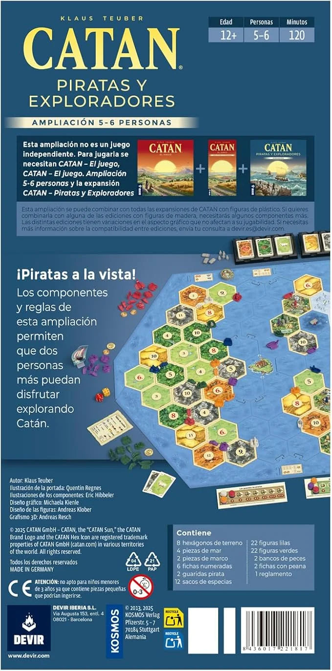 Catan Piratas y Exploradores Ampliación 5-6 Personas