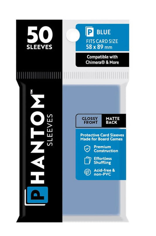 Phantom Sleeves: Blue Size (58mm x 89mm) - Glossy/Matte