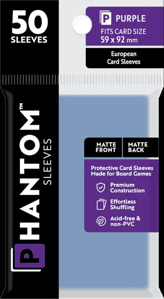 Phantom Sleeves: Purple Size (59mm x 92mm) - Matte/Matte