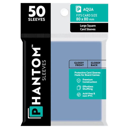 Phantom Sleeves: Aqua Size (80mm x 80mm) - Glossy/Glossy